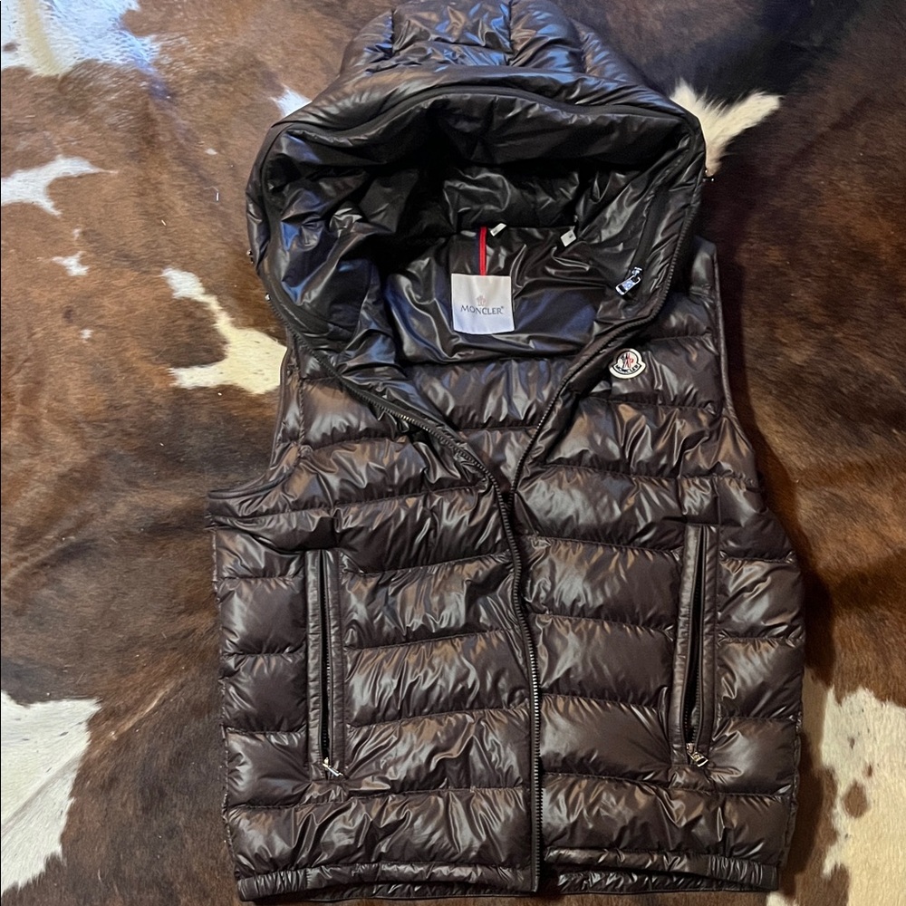 Moncler Shiny Chocolate Hooded Vest